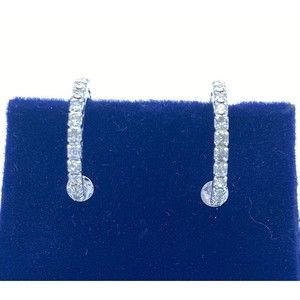 Vintage Signed Les Bernard Silver Pavé Clip Hoop Earrings